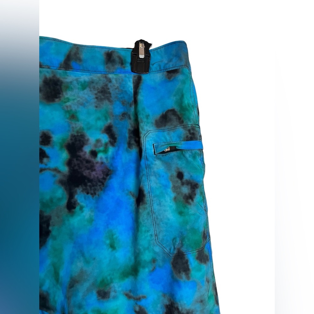 Outerknown Shorts 33 Blue Green Tie Dye Board Drawstring Swimming Trunks - Picture 3 of 7